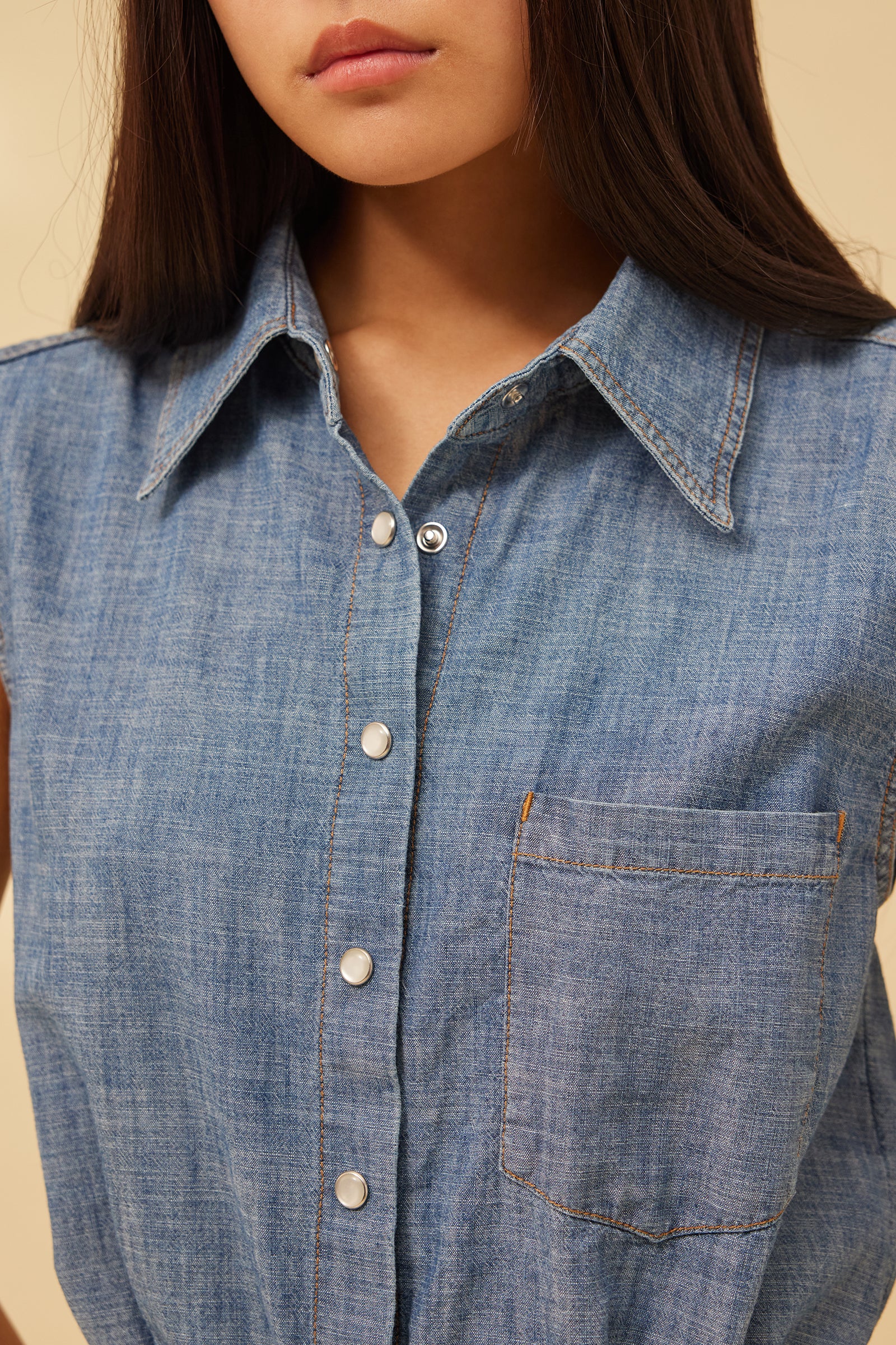 ABITO CON CINTURA IN CHAMBRAY