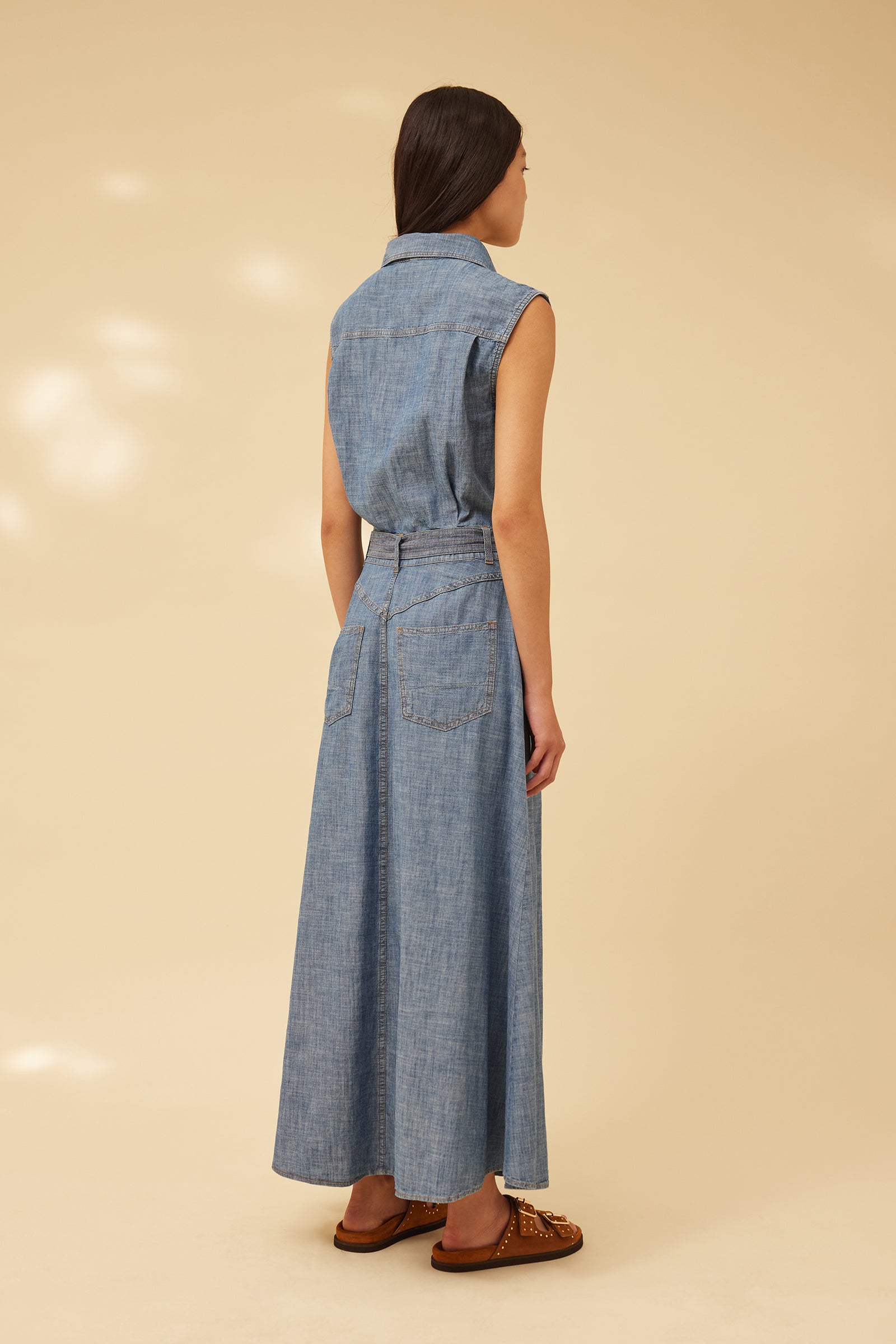 ABITO CON CINTURA IN CHAMBRAY