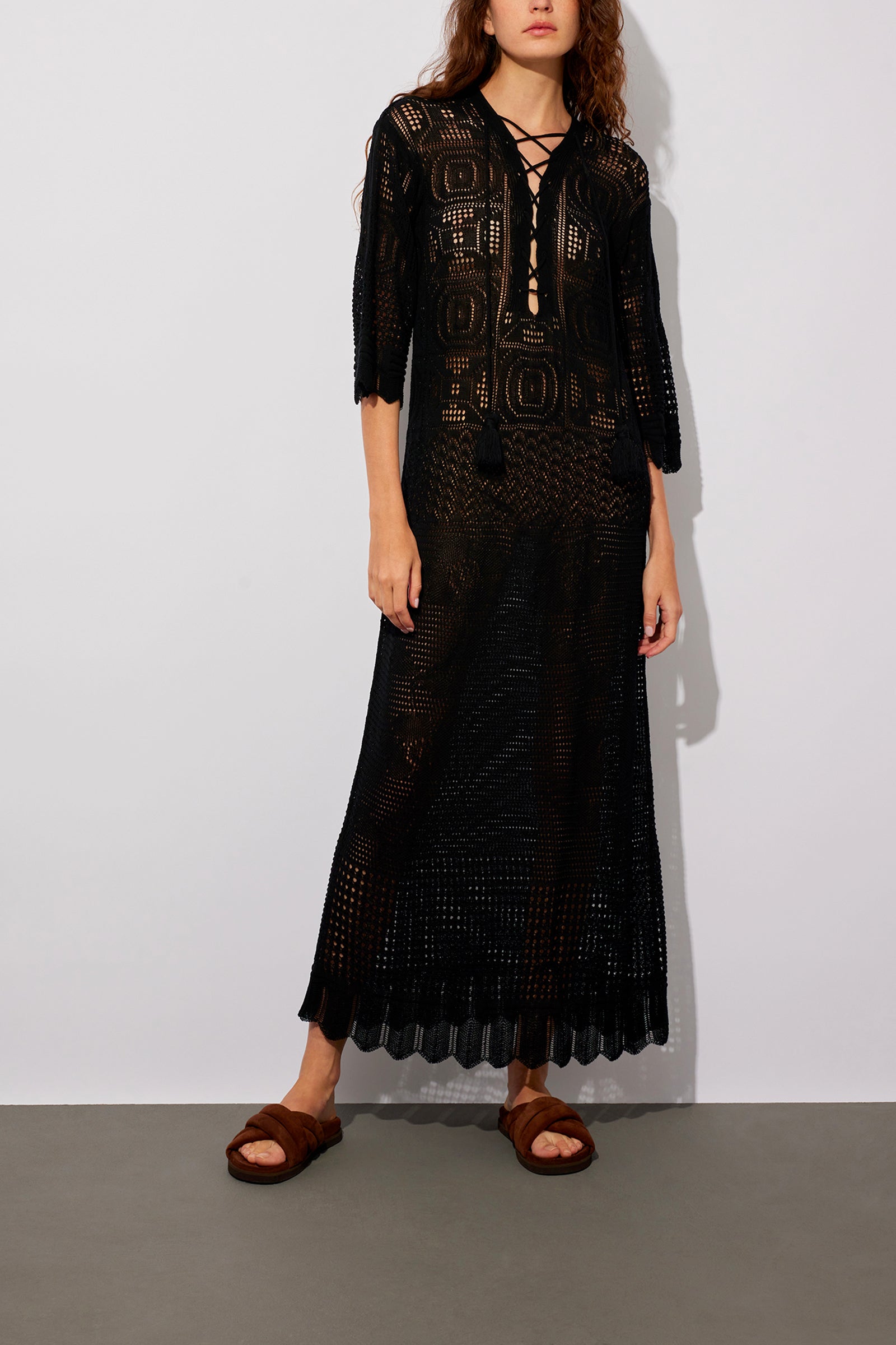 LACE STITCH LONG DRESS