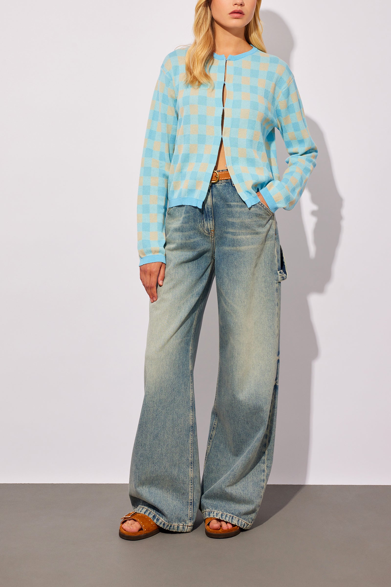 .JACQUARD CHECK CARDIGAN