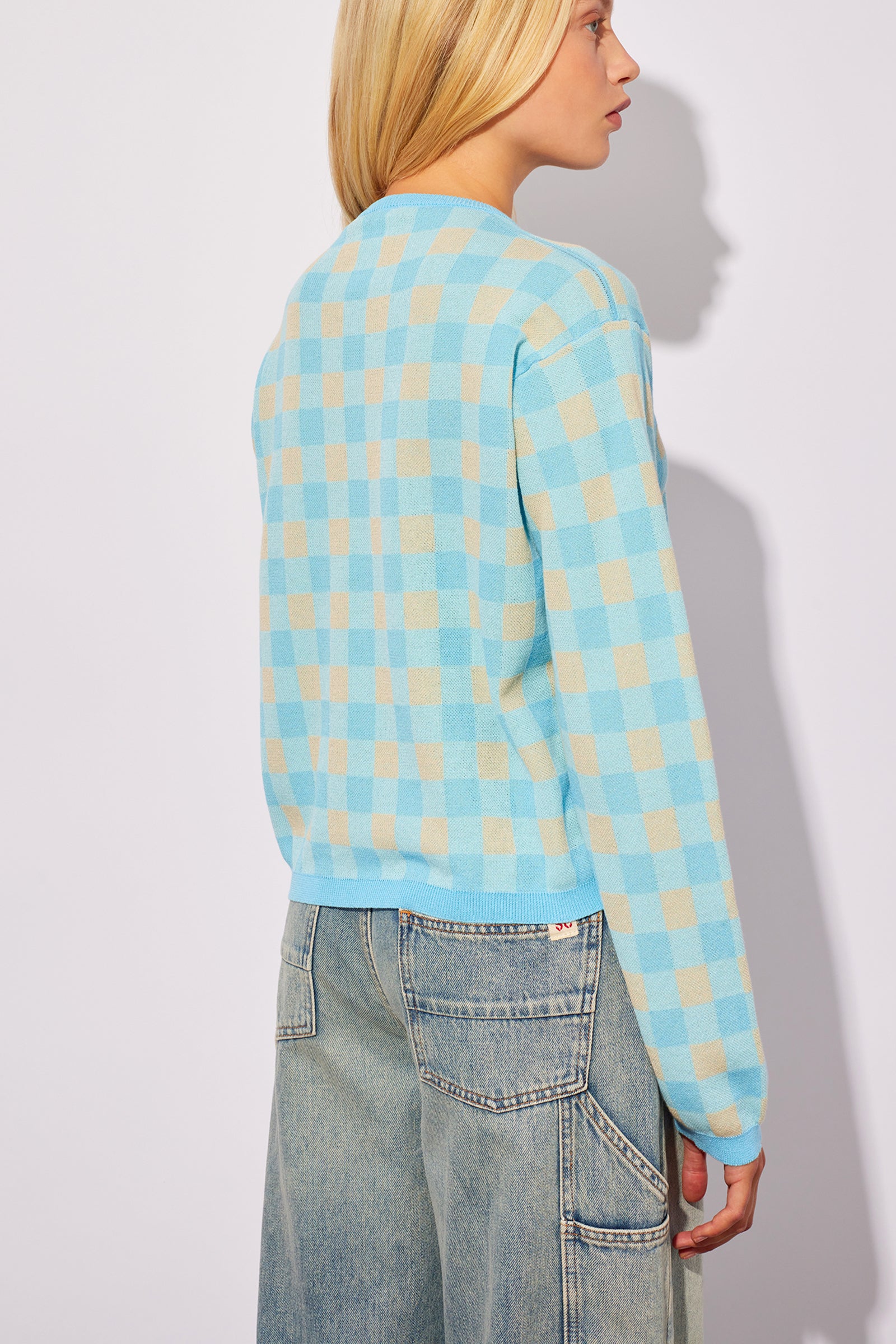 .JACQUARD CHECK CARDIGAN