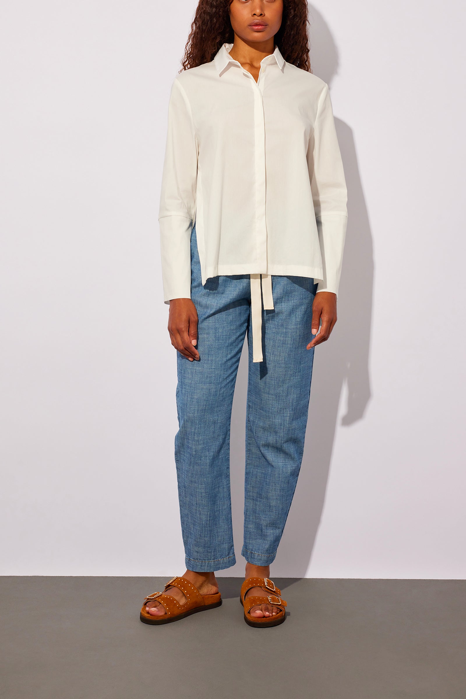 CAMICIA ASIMMETRICA IN POPELINE