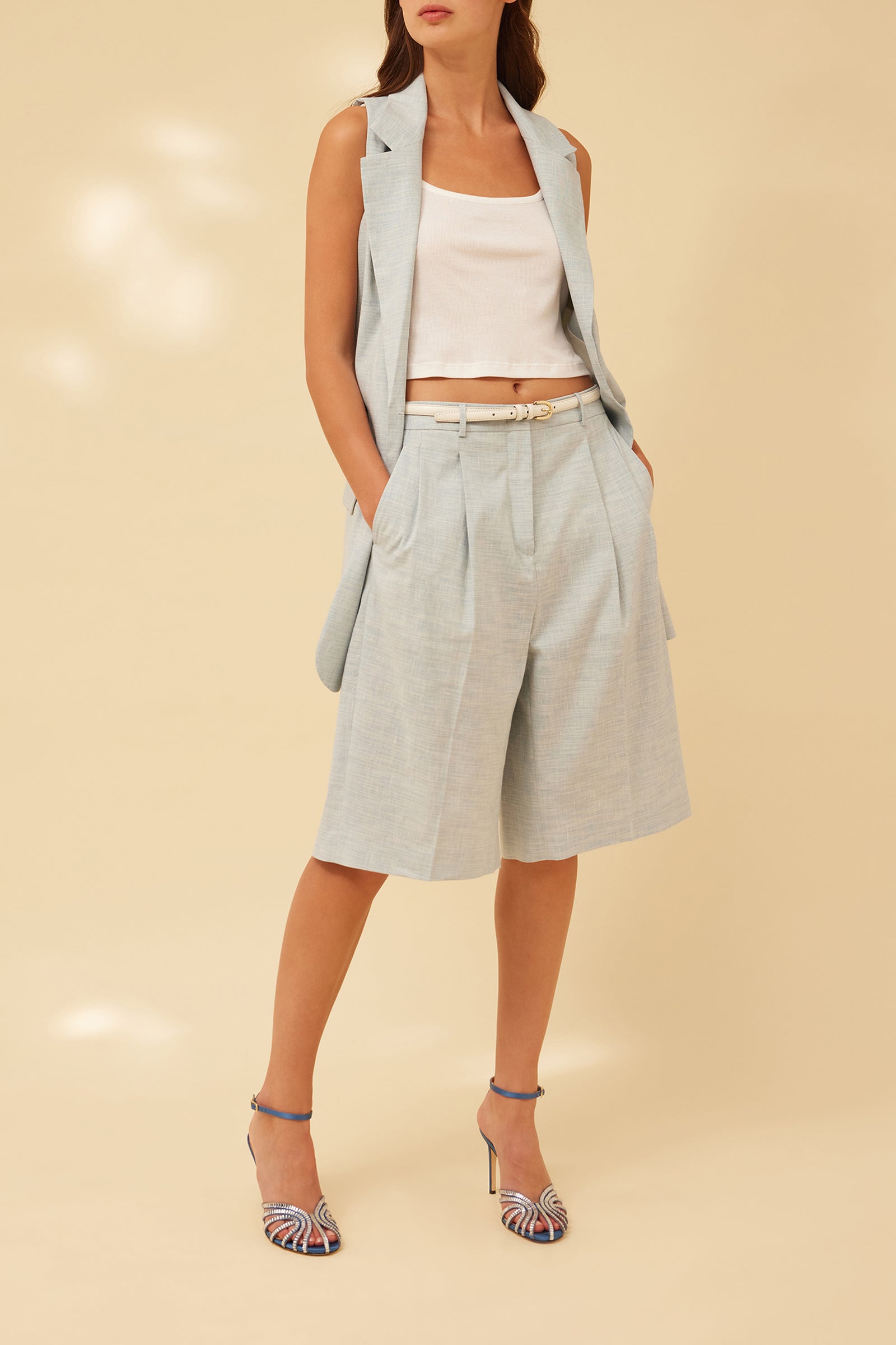 COTTON LINEN CANVAS WAISTCOAT