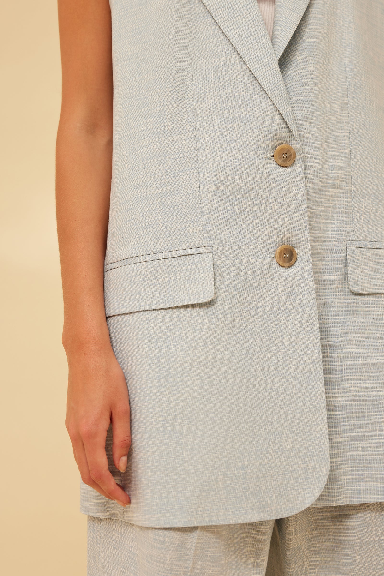 COTTON LINEN CANVAS WAISTCOAT