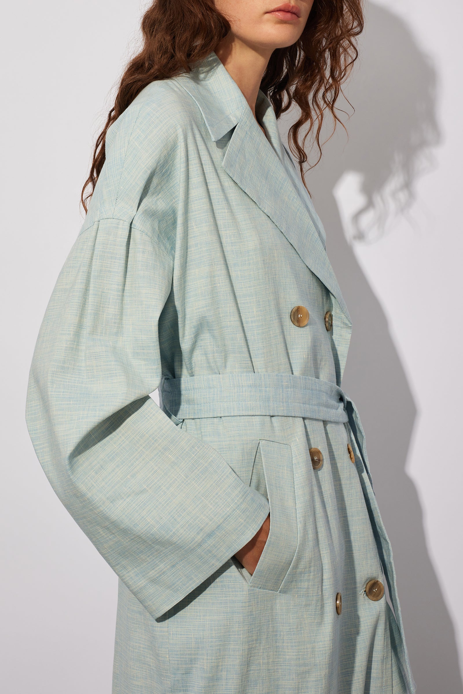 TRENCH IN TELA COTONE LINO