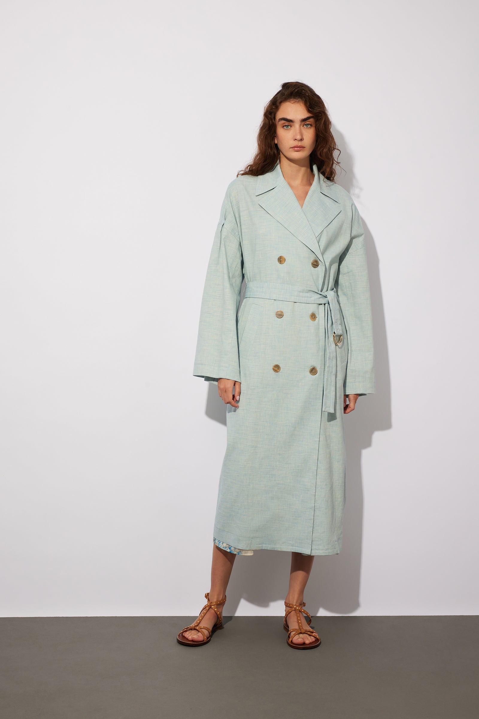 TRENCH IN TELA COTONE LINO