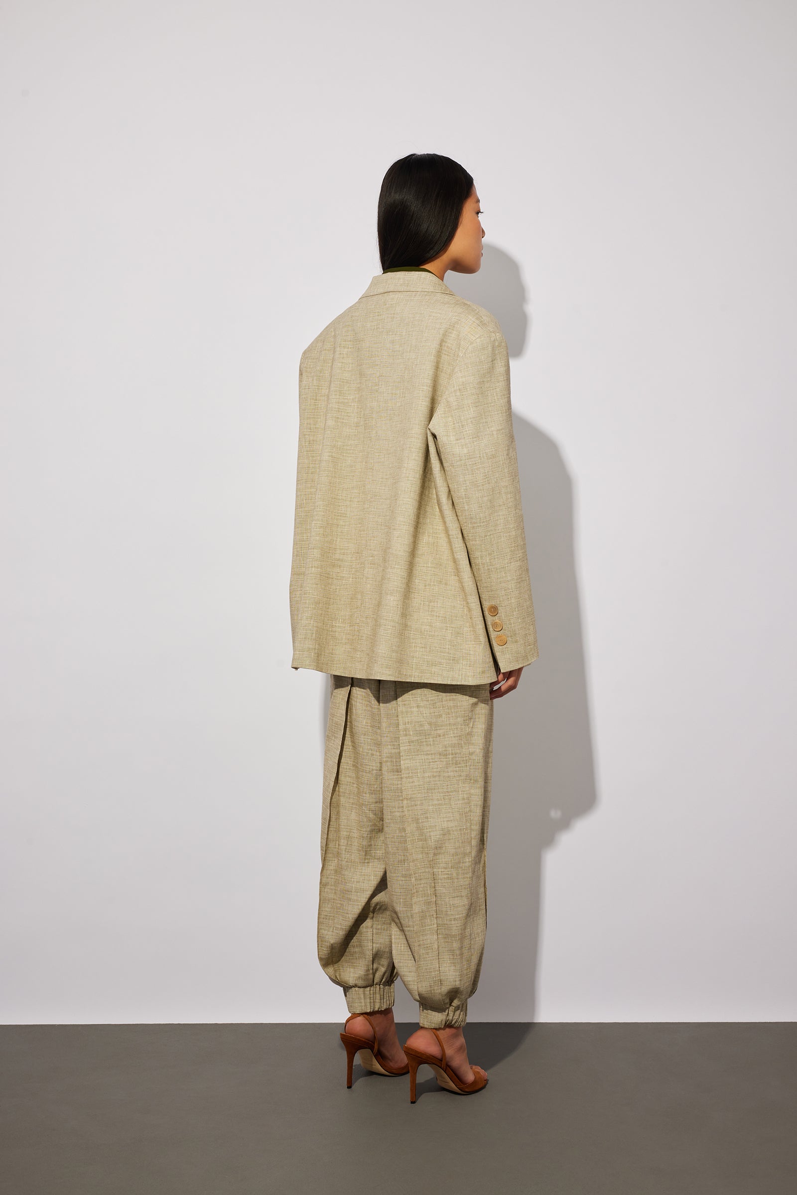 COTTON LINEN CANVAS SINGLE-BREASTED JACKET