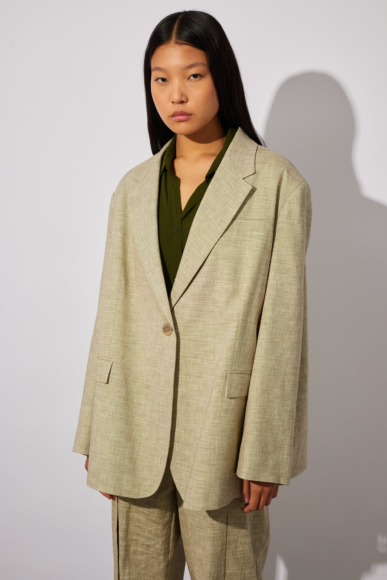 COTTON LINEN CANVAS SINGLE-BREASTED JACKET