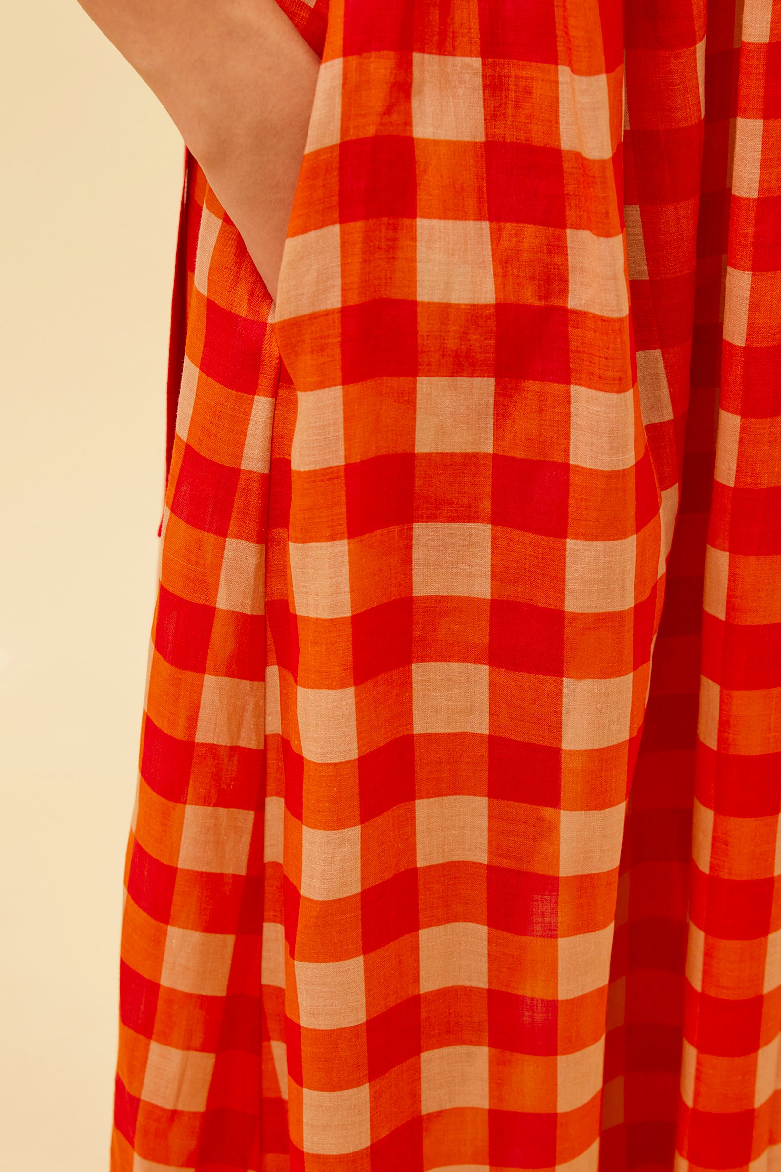 LONG DRESS WITH CHECK PRINT