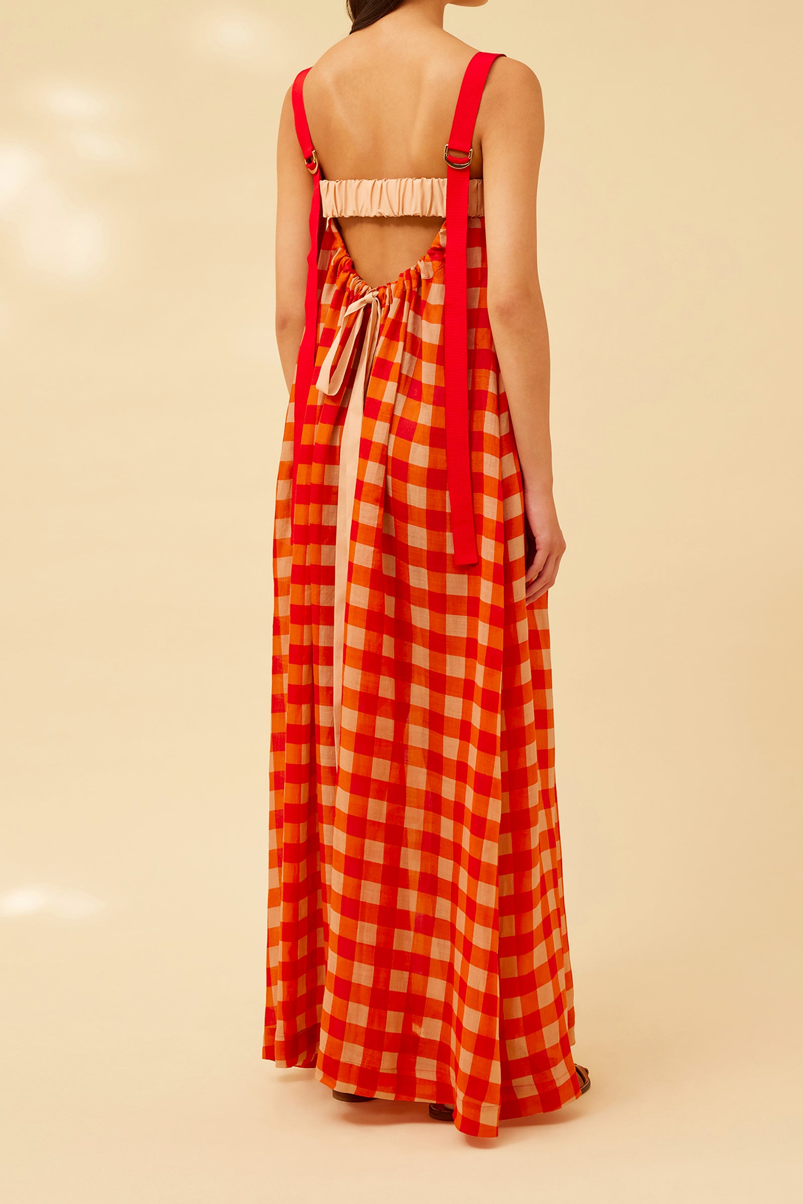 LONG DRESS WITH CHECK PRINT