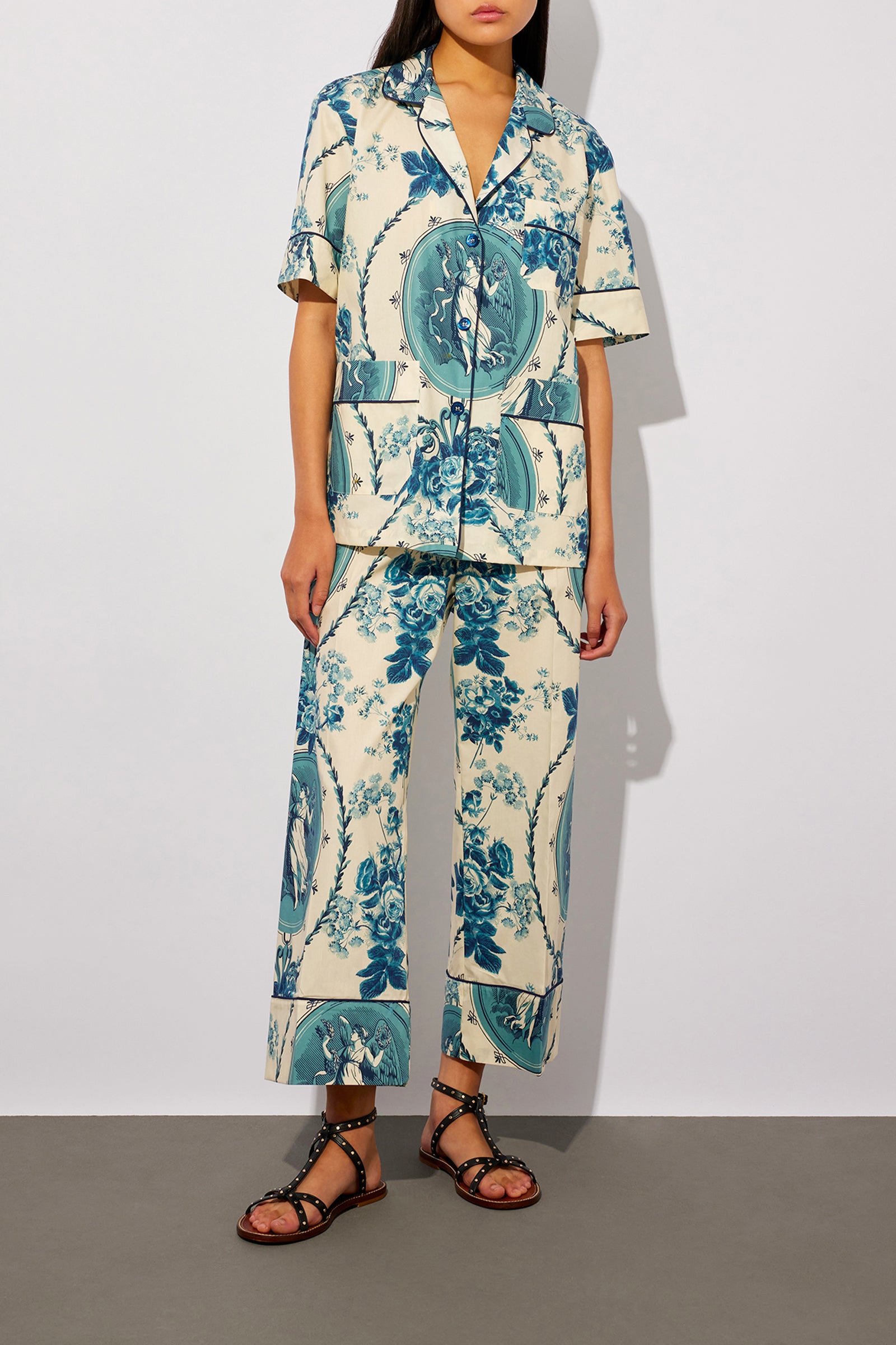 CERAMIC PRINT CROPPED TROUSERS