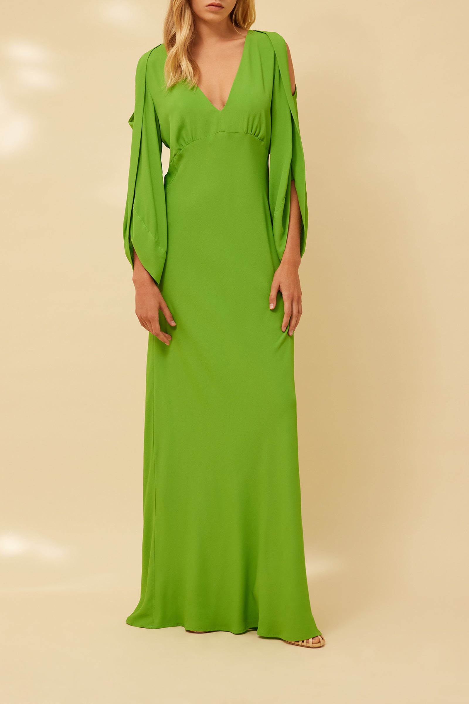 CREPE DE CHINE LONG-SLEEVED DRESS