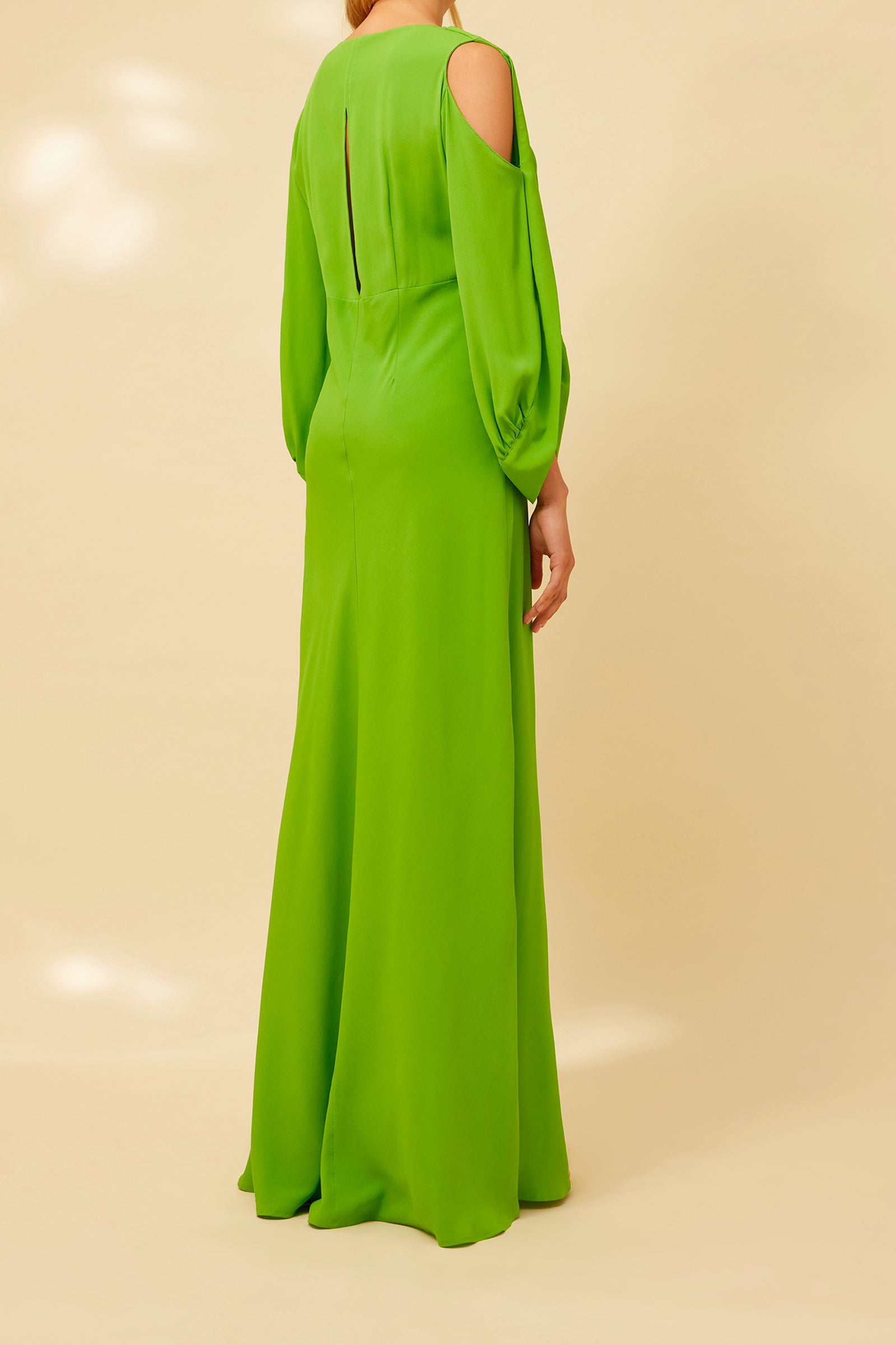 CREPE DE CHINE LONG-SLEEVED DRESS