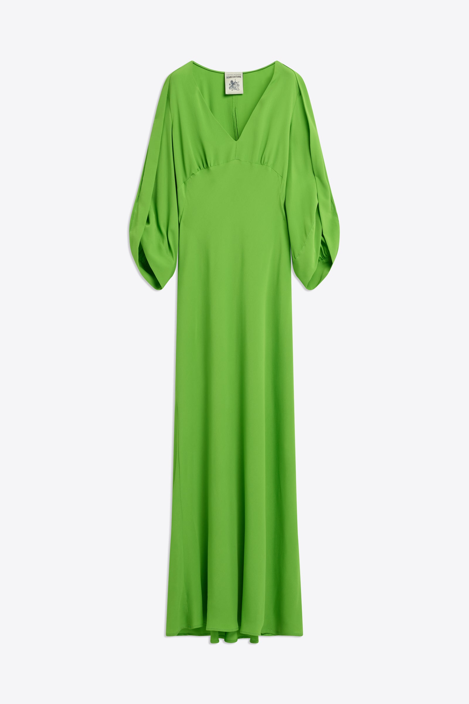 CREPE DE CHINE LONG-SLEEVED DRESS