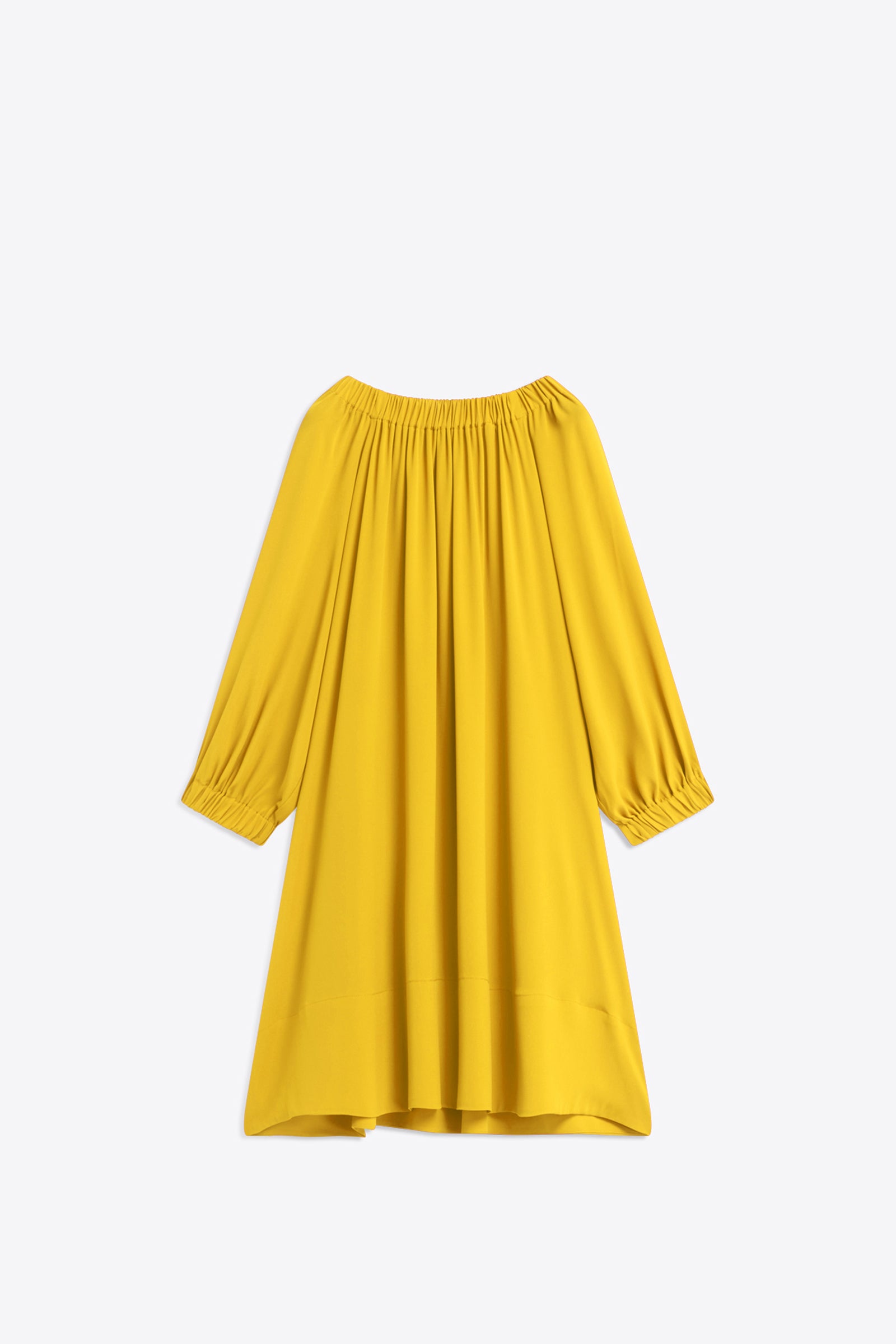 CREPE DE CHINE DRESS WITH BARDOT NECKLINE