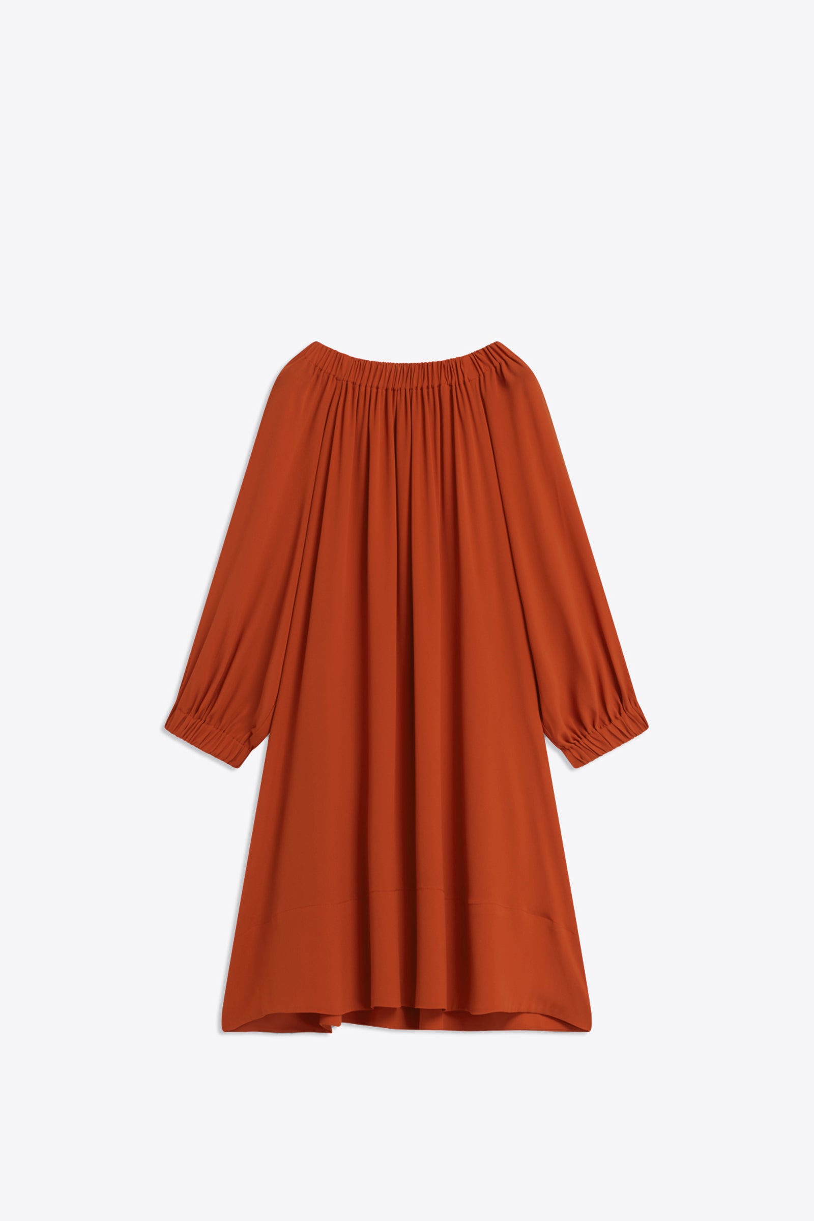 CREPE DE CHINE DRESS WITH BARDOT NECKLINE