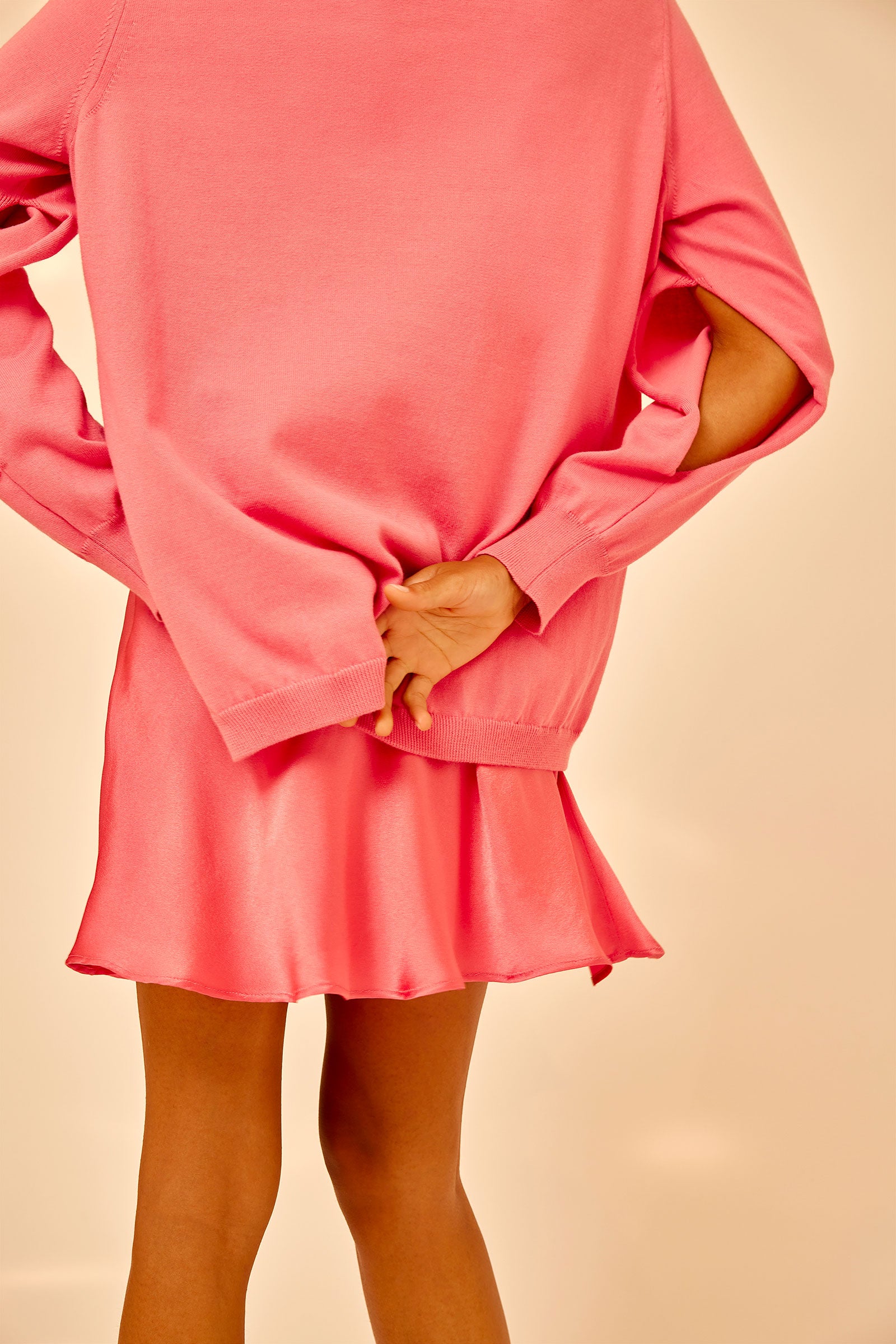 COTTON DRESS WITH LIGHT SATIN SKIRT