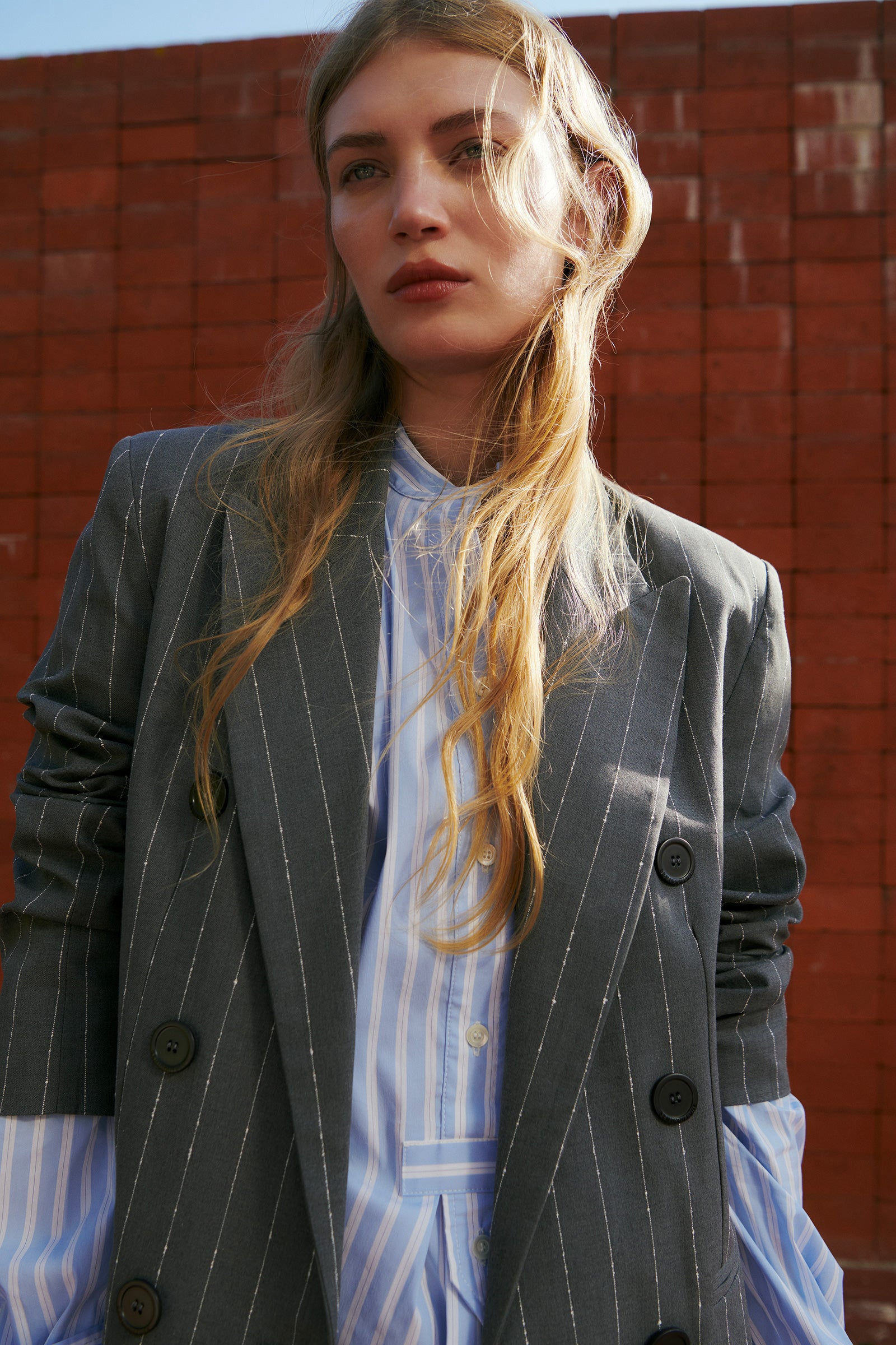 Bouclé pinstripe double-breasted jacket | semicouture