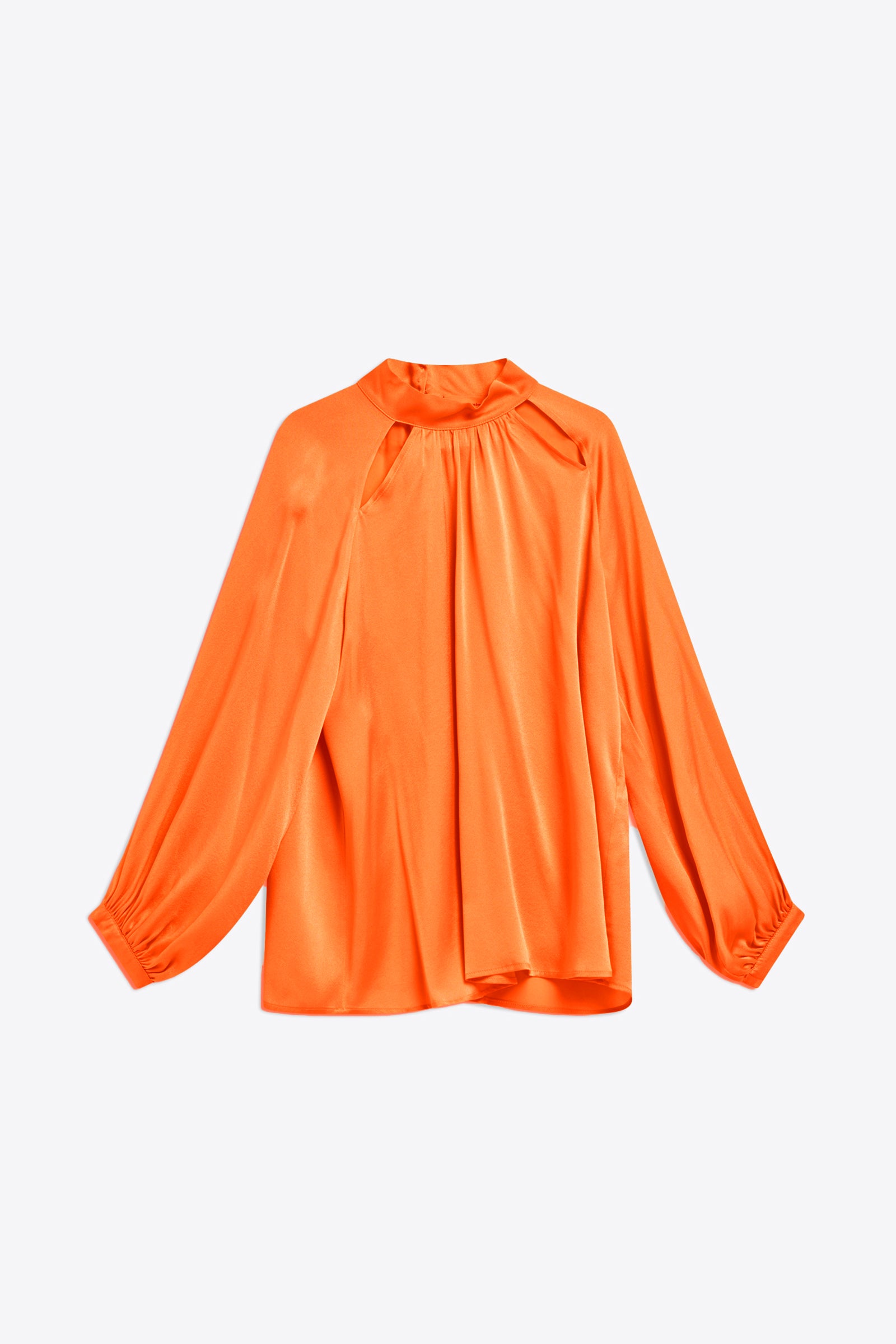 LIGHT SATIN HIGH-NECK BLOUSE