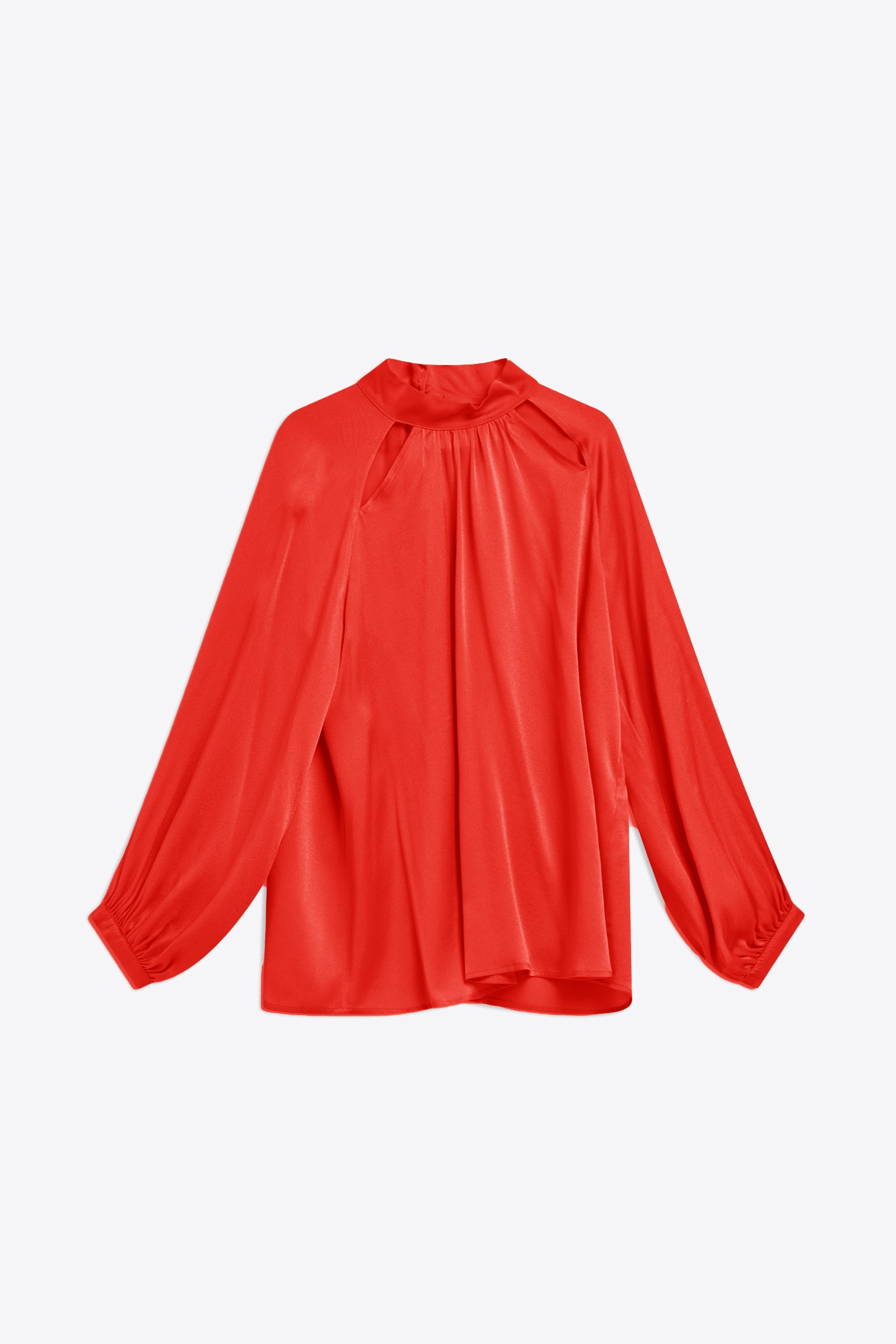 LIGHT SATIN HIGH-NECK BLOUSE