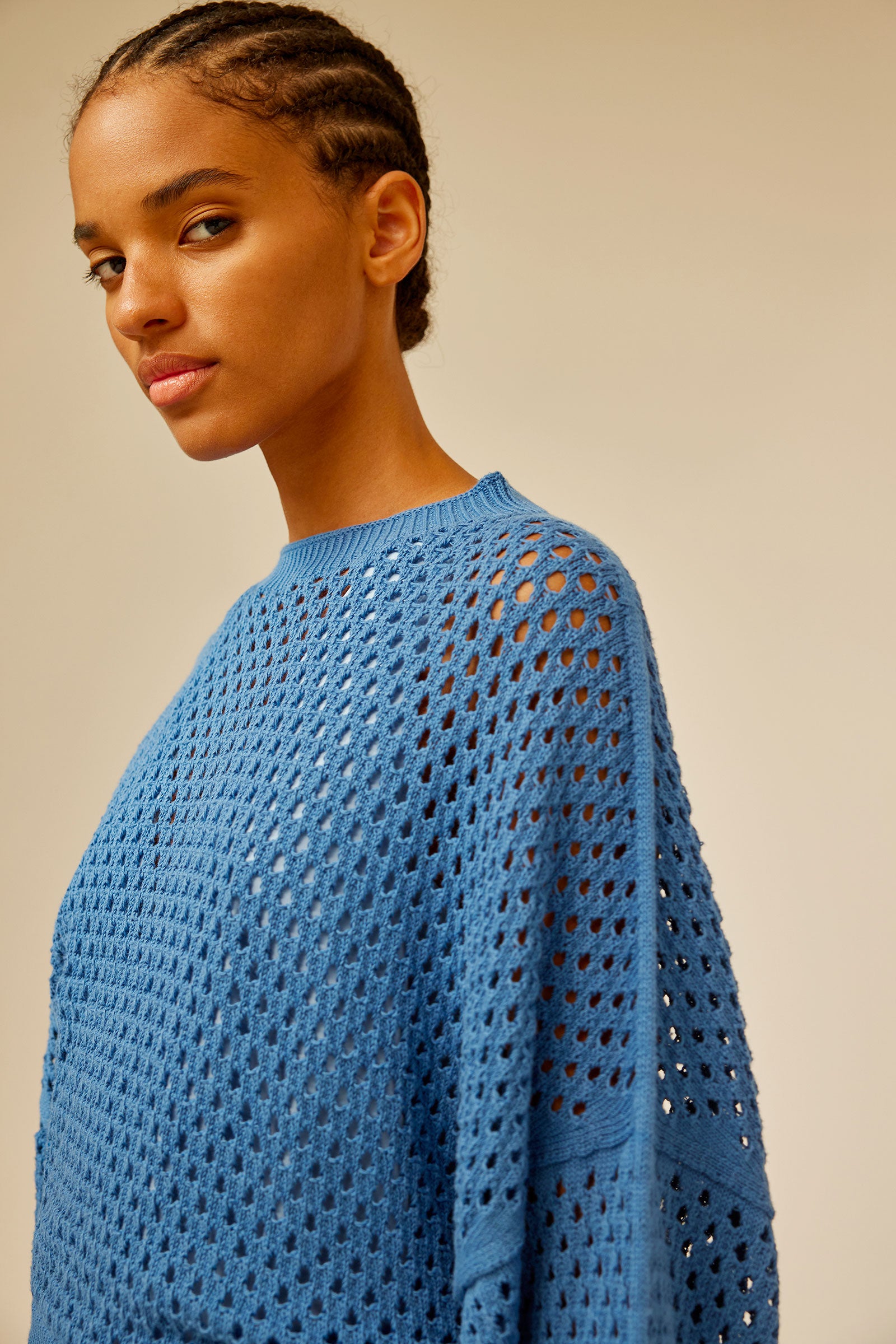 OPENWORK COTTON LONG-SLEEVED SWEATER